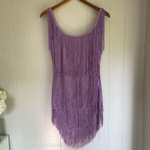 Purple Fringe Mini Dress